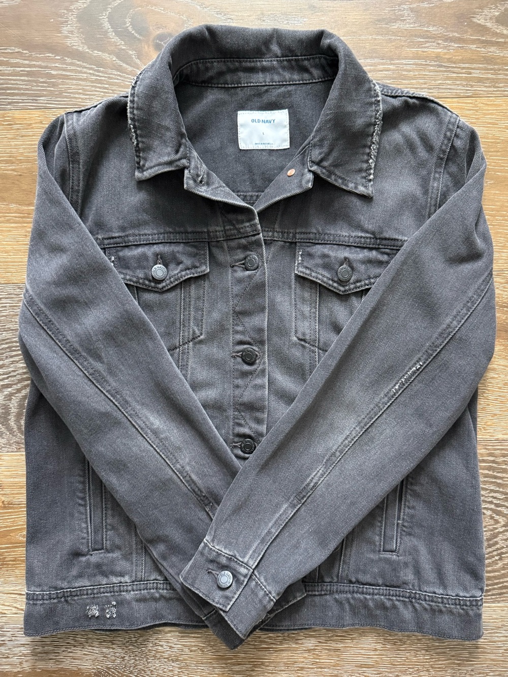 Old Navy - Women’s Black Washed Denim Jean Jacket - Large